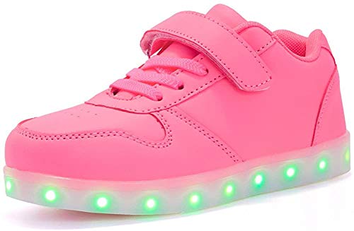 Ansel-UK LED Zapatos Verano Ligero Transpirable Bajo 7 Colores USB Carga Luminosas Flash Deporte de Zapatillas con Luces Los Mejores Regalos para Niños Niñas Cumpleaños Navidad Reyes Mango 