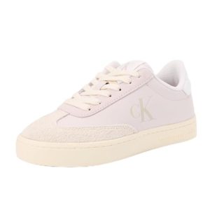 Calvin Klein Sneaker con Suela Cupsole Mujer Classic Low de Piel, Beige (Lilac Ash/Eggshell), 39