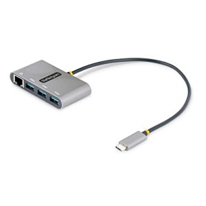 StarTech.com Hub Adaptador USB-C con Ethernet de 3 Puertos USB-A – Red Ethernet Gigabit – USB 3.0 5Gb – Alimentado por el Bus – Cable de 30cm – Ladrón Concentrador USB Tipo C a USB A (HB30C3A1GEA2)