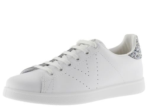 victoria Basket Tenis Piel & Trasera Glitter & Logotipo Troquelado 1125104 para Mujer Antracita 37