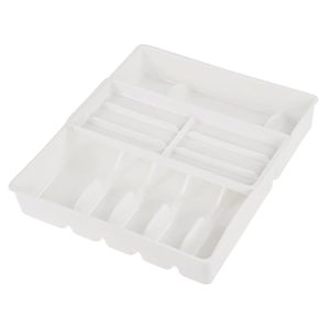 keeeper Bandeja para cubiertos con accesorio deslizable para utensilios pequeños, 13 compartimentos, Inserción en cajón, 38 x 42,5 x 7,5 cm, Filippa, Blanca