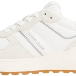 Tommy Jeans Runner Sneaker Mujer Cleated de Ante, Blanco (Ecru), 41