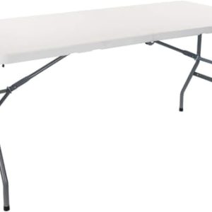 Garden House Garage 91 GH91 Mesa Catering Plegable Rectangular Blanca, 150 cm, Multiusos: Camping, Eventos Exteriores o Interiores, Resina y Patas Acero, 2-4 Personas y Carga de 150kg (183864)