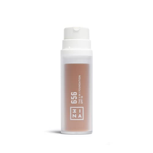 3INA MAKEUP - The 3 in 1 Foundation 656 - Base de Maquillaje Dorado oscuro con Subtono Amarillo - Base 3 en 1 con Primer y Corrector - Base Maquillaje con SPF 15 y Vitamina C - Vegan - Cruelty Free