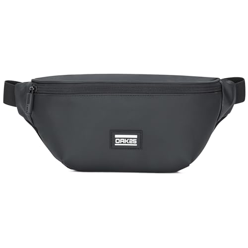 OAK25 Riñonera Hombre y Mujer Negra - Bandolera para Todos los Días - Riñonera Acolchada - Bolsa con Correa - Repelente al Agua