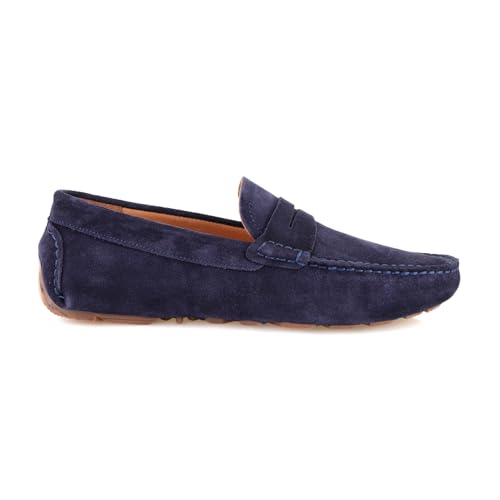 DESA Zapatos sin Cordones de Ante para Hombre Forro de Piel, Suela sintética y tacón Plano. | Azul Oscuro - 43