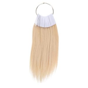 Lurrose Anillos de color de cabello humano con patrón de color, 30 unidades, 30 x 7 x 1 cm, mechones de prueba de cabello natural para teñir y peinar para peluquería y cuidado del cabello