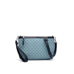MISAKO Monogri bolso bandolera pequeño con asa de mano y estampado monogram ED. Mujer – Monogri Azul 15 X 24 X 1 cm