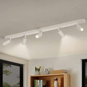 Eofiti Lámpara de Techo 5 Focos Plafón con Focos Giratorios Blanco Focos LED Interior Techo para Cocina Dormitorio Salón Incl. 5 Bombillas LED G9 3W 360LM 4000K Blanco Neutro