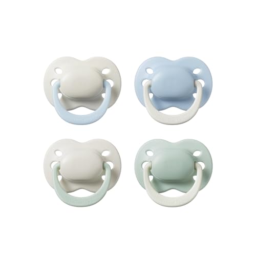 Tommee Tippee Chupete Recién Nacido, 0-2 meses, Pack de 4, Tetina ortodóntica, Orificios adicionales, Tamaño pequeño, Silicona 100% sin BPA, Nubes estivales y Nuevo amanecer