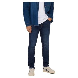 Only & Sons Vaqueros Ajustados para Hombre Onsloom Cintura Media Slim Fit Jeans, Dark Blue Denim 22026749, 33W / 30L