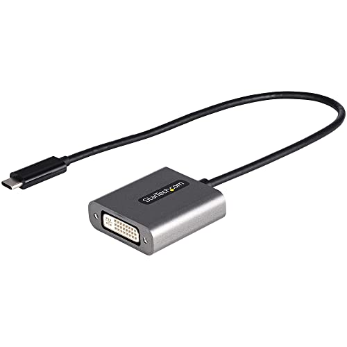 StarTech.com Adaptador USB C a DVI - Conversor de Vídeo USB Tipo C a DVI-D para Monitor/Proyector - Compatible con Thunderbolt 3 - Cable de Conexión de 30cm - Versión Mejorada de CDP2DVI (CDP2DVIEC)