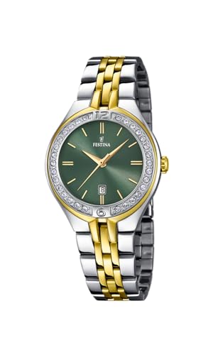 Festina Reloj Mujer Analógico de Acero Inoxidable 316l Multi - Movimiento de Cuarzo - Cristal Mineral de Alta Resistencia - Resistente al Agua 5 ATM - Calendario F16868/4 - Mademoiselle