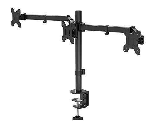 BONTEC Soporte Monitor para 3 Monitores 13-24 Pulgadas LED/LCD, Soporte 3 Monitors Peso Máximo 10KG de Cada Brazo, Giro de 360° y Rotación de 180°, Altura Ajustable, VESA 75x75/100x100, Negro