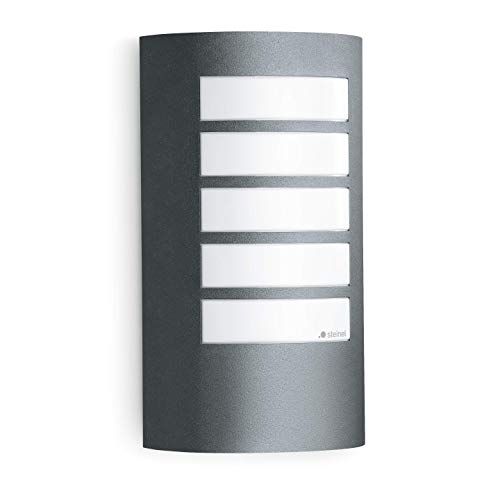Steinel L 12 S Lámpara de pared para exteriores, en color antracita, sin sensor de movimiento, con un robusto embellecedor de aluminio, portalámparas E27 y consumo máximo de 60 W