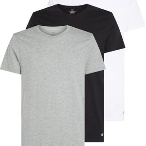 Calvin Klein Camisetas de Manga Corta Hombre Pack de 3 de algodón, Multicolor (Black, White, Grey Heather), L
