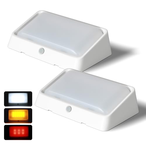 acegoo Luz de Porche Exterior para Autocaravana, 3 Modos de iluminación (1800K, 6500K, Rojo), Interruptor ON/OFF IP65 para Caravana Barco Furgoneta (2 Paquete)
