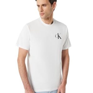 Calvin Klein Camiseta de Manga Corta Hombre Left Chest Logo tee Slim Fit, Blanco (Bright White), XXL
