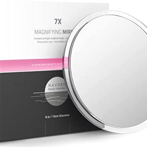 Mavoro Espejo Aumentador 15 cm con 3 ventosas Fuertes | Aumento 7X | Espejo de Maquillaje y cosméticos de Viaje portátil (7X)