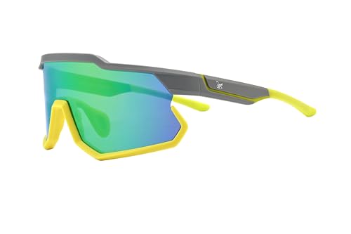 Surf Monkey Gafas de sol deportivas Hombre/Mujer – TR90 – Gafas Ligera para Bicicleta y deportes al Aire Libre (Oscuro) (Amarillo)
