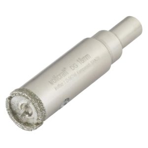 wolfcraft Corona de perforación de diamante «Ceramic» con broca centradora y vástago I 5920000 I Para instalaciones sanitarias y eléctricas en azulejos y baldosas; profundidad de corte: 45 mm
