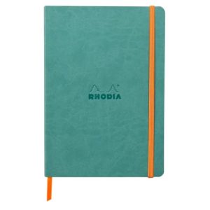 Rhodia 117443C – Cuaderno flexible de agua A5, 14,8 x 21 cm, puntiaguas, 160 páginas, papel Clairefontaine marfil 90 g/m2, cierre elástico, cobertura de piel sintética – rodiarama