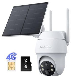 COOAU 4G LTE Cámara Vigilancia Exterior con Sim, 2K 3MP QHD Camara 4G Solar sin Cable con Batería, PTZ 355°/90°, Visión Nocturna, PIR Detección de Movimiento, Audio de Dos Vías, Tarjeta SIM
