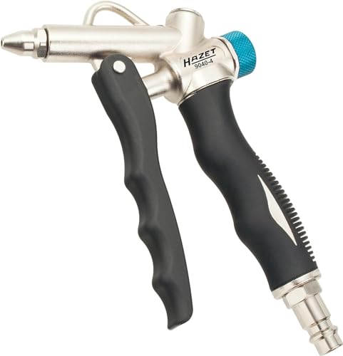 Pistola de soplado de 2 vías HAZET 9040-4 - conexión de aire en el cabezal o en la empuñadura, - ideal para eliminar suciedad fina de zonas de difícil acceso - con robusta carcasa de aluminio