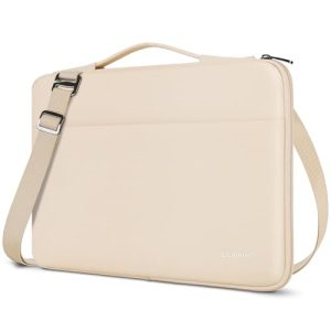 DOMISO Funda para Portatil Ordenador 14 Pulgadas,MacBook Air 15 M4 M3 M2 2025/MacBook Pro,Bolsa para 14-15 Pulgadas Lenovo,HP,DELL,ASUS Chromebook,Laptop PC Case Sleeve con Tirantes,Beige