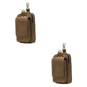 Housoutil 2 Piezas riñonera Gadgets billeteras pequeñas Celular ariculares Llaves Bolsa de cinturón Accesorios para Acampar Teléfono móvil Bolsa de teléfono Usar un cinturón Bolso Trabaja PU