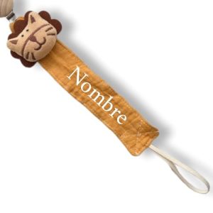 TetebyNoa – Chupeteros Personalizados con el Nombre de su Bebe. Seleccione Color, Diseño y Nombre de la Cadena del Chupete. Sujetachupetes Seguros y Divertidos. (Tela León)