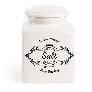 Excelsa Fine Quality – Tarro de Sal de cerámica, Blanco Marfil, Capacidad: 700 ml