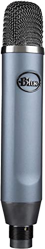 Blue Ember XLR Micrófono condensador para grabación, Podcasting y transmisión, Cápsula cardioide personalizada y Soporte de micrófono - Gris