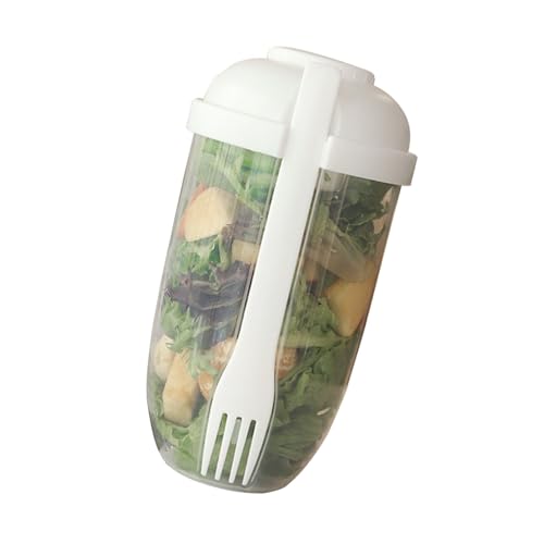 Yusat Taza de Ensalada PP Recipiente de Ensalada Portátil con Tapa y Tenedor para Viajes Ejercicio Al Aire Libre 1000 Ml