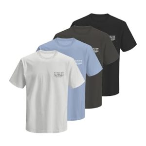 JACK & JONES Jprblatailor SS tee Fst 4Pk MP, Negro, S (Pack de 4) Hombres