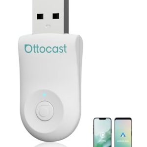 Mejorado 2025 2-en-1 Adaptador inalámbrico CarPlay y Android Auto, OTTOCAST Mini para iOS 10+ y Android 11+, Convierte CarPlay por Cable a inalámbrico, Compatible con USB-A y USB-C (Blanco)