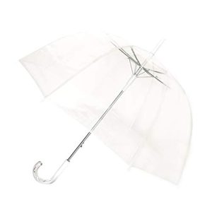 SMATI Paris – Paraguas burbuja señora transparente con borde blanco – Transparente; Cortaviento; Apertura automática; Mango estilo cristal; Paraguas en forma de cúpula; Matrimonio; Paraguas de boda