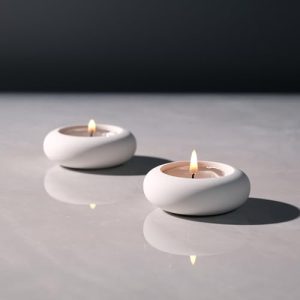 ICNBUYS Juego de 2 candelabros decorativos hechos a mano, con guijarros, hechos a mano, decoración para el hogar, para calmar la estética terrosa, color blanco, diámetro 6,6 cm
