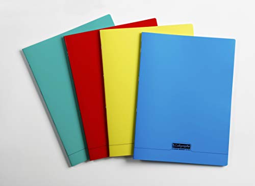 Calligraphe 18291C Juego de 10 álbumes grapados (una marca de Clairefontaine) - 24x32 cm - 96 páginas en blanco liso - Papel de 90 g - Cubierta de polipropileno transparente - Colores aleatorios