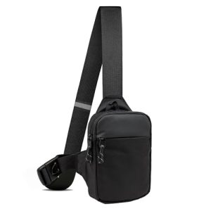ANPTER Mochila monohombro hombre, bandolera hombre bandolera, bolso riñonera hombre mujer, mochila monohombro pequeña, mochila bandolera para excursiones al aire libre, ciclismo y viajes, Negro Bolsas