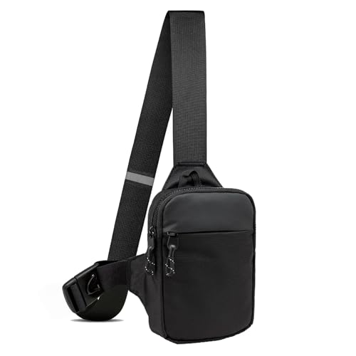 ANPTER Mochila monohombro hombre, bandolera hombre bandolera, bolso riñonera hombre mujer, mochila monohombro pequeña, mochila bandolera para excursiones al aire libre, ciclismo y viajes, Negro Bolsas