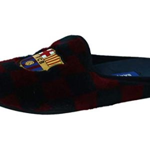 MARPEN SLIPPERS, Zapatillas de Casa de Invierno Oficiales del FC Barcelona de Fútbol para Hombre o Mujer, Abiertas Cuadros, Talla 42 43