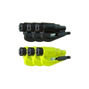 resqme 6 Unidades, la Herramienta de Escape de Coche con Llavero de Emergencia, Cortador de cinturón de Seguridad 2 en 1 y rompeventanas, Martillo de Seguridad Compacto, Amarillo y Negro