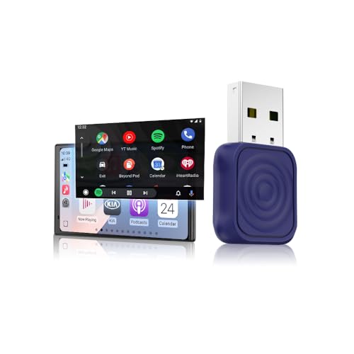 Carlinkit Mini Ultra Wireless CarPlay & Android Auto Adapter – Dongle Plug & Play para iPhone y Android, Convierte de cableado a inalámbrico, USB-A/USB-C, compatible con autos OEM cableados
