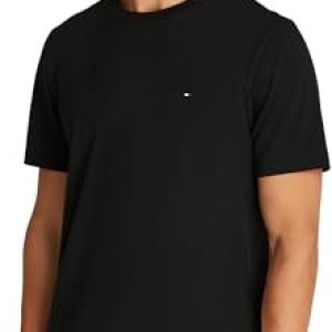 Tommy Hilfiger Camisetas de Manga Corta Hombre Essential Regular Fit con Cuello Redondo, Negro (Black), XL