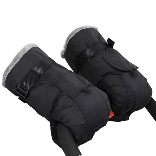 YTACREA Universal Manoplas Carro Bebe, Guantes Carro Bebe Invierno con Banda Elástica Ajustable, Guantes Cochecito Bebe Impermeable y Cortaviento con Cálido Material de Felpa y Algodón en el Interior