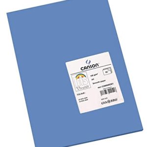 Canson Iris Vivaldi, Papel de dibujo de color, Suave, 185gsm, Hoja, A3-29,7x42cm, Azure Azul