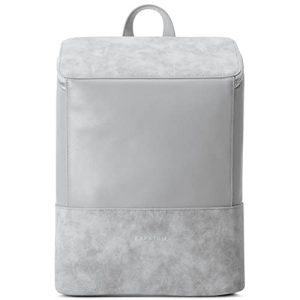 Expatrié Mochila Mujer Gris – MALOU – Bolso Mochila de Cuero Vegano para Universidad, Trabajo, Viajes – Con Compartimento para Portátil – Repele el agua