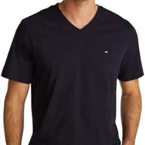 Tommy Hilfiger Camiseta de Manga Corta Hombre Essential tee con Cuello de Pico, Azul (Desert Sky), XS