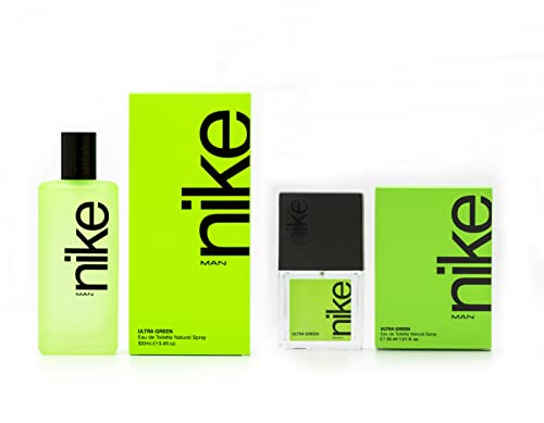 NIKE - Ultra Green Promoción 100 ml + 30 ml, Colonia Hombre, Pack 2 Productos, Perfume Formato Spray, Eau de Toilette Masculina. Aroma Amaderado Oriental, Fragancia Fresca, Poderosa y Duradera